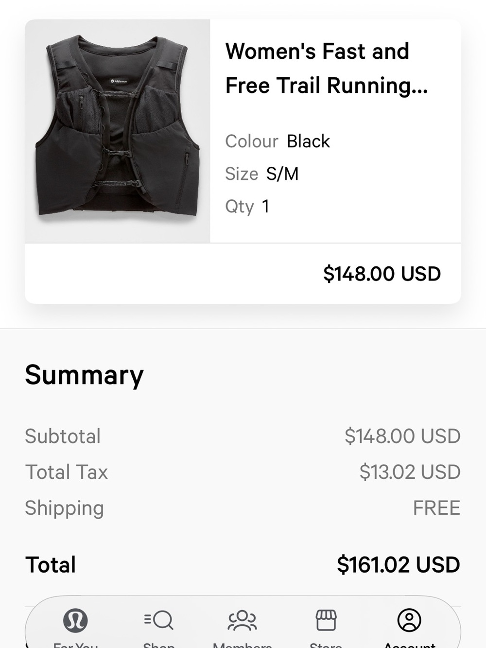 Lululemon Women’s Fast and Free Trail Running Vest Size S/M